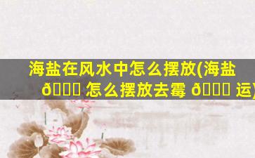 海盐在风水中怎么摆放(海盐 🐒 怎么摆放去霉 🐘 运)